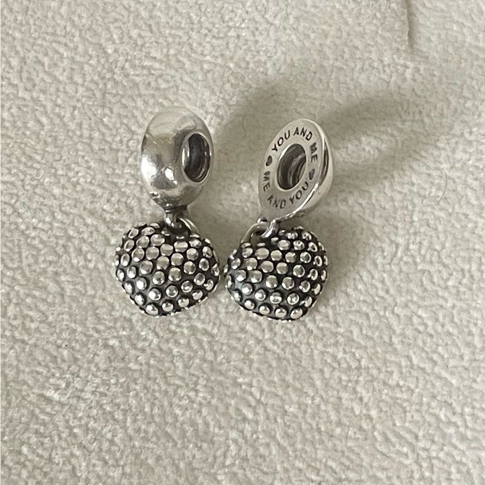 Pandora 925 Sterling Silver Red Enamel Mother Daughter Heart Dangle Charm - Picture 4 of 4